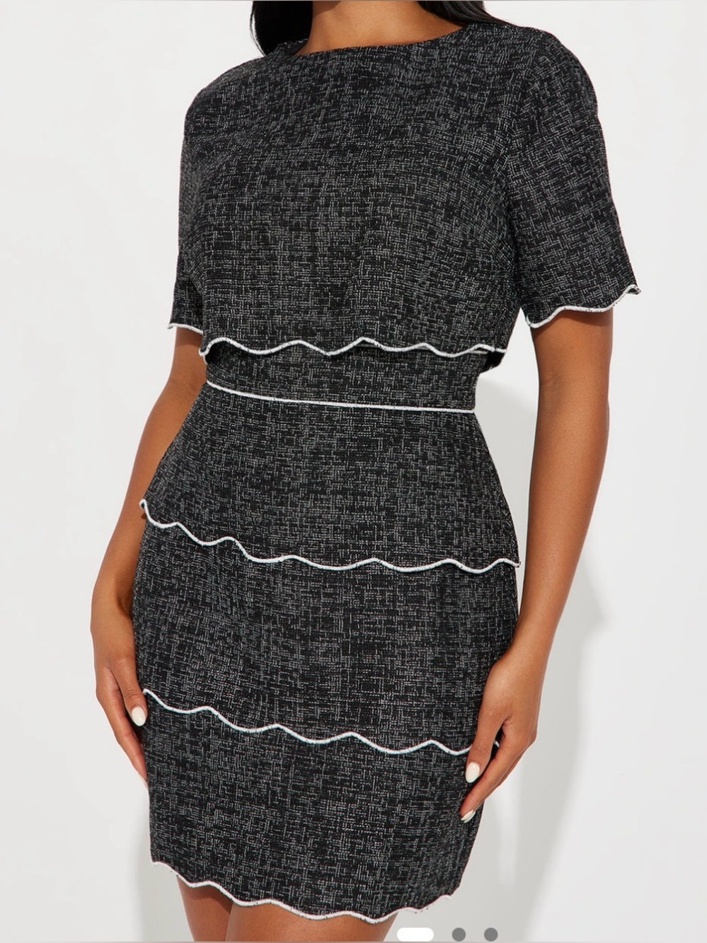 NWT FASHION NOVA Mini Tweed Black Dress Sz M